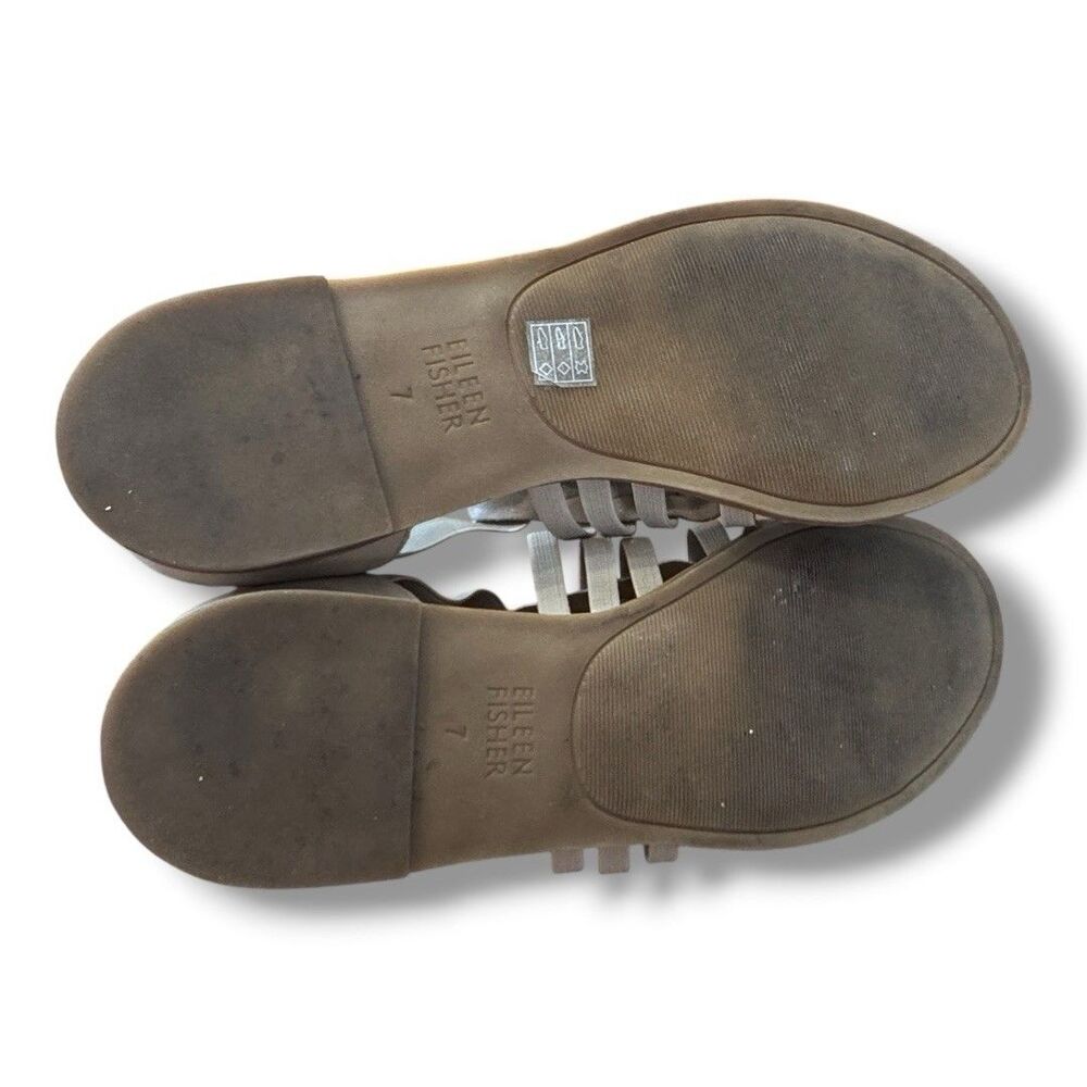 Eileen Fisher Rato Tan Leather Flats Gladiator Sandals Slip On Women’s Size 7 - Picture 7 of 11